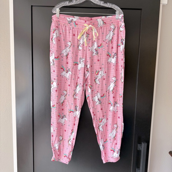 NWOT Women’s pink unicorn 🦄 lightweight soft sleep joggers with pockets - Picture 1 of 7
